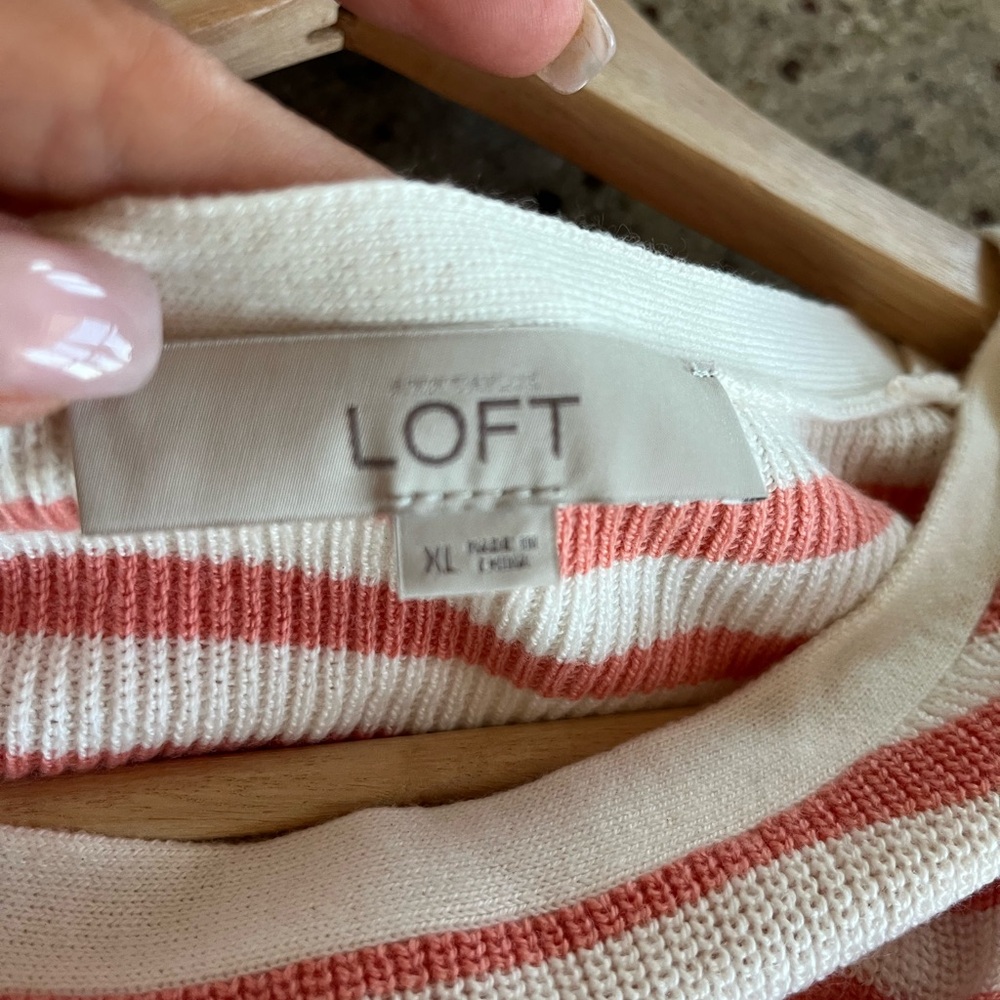 Ann Taylor LOFT Stripe Banded Sweater | X-Large | Wildfire Red - Picture 4 of 4